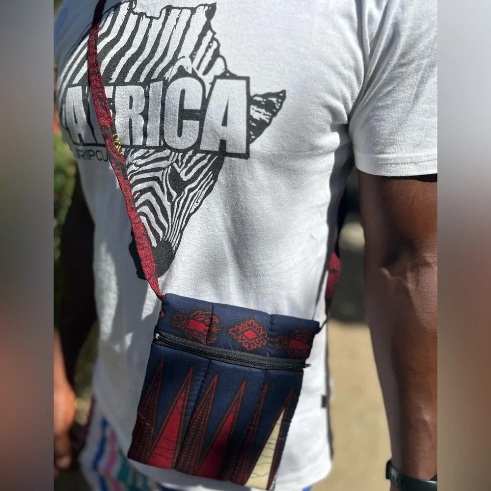 NW 💯 Cotton Handmade Vlisco Fabric Crossbody 7”x 6”
